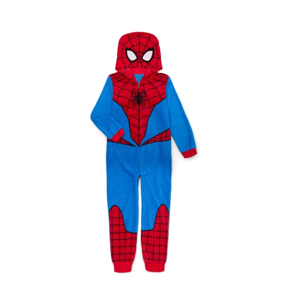 Spider-Man Boys Size 6/7 Union Suit Pajamas Onesie with Hood Marvel NWT